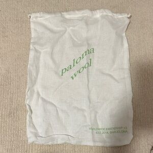 Paloma Wool Cream Drawstring Bag with Green Logo